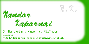 nandor kapornai business card